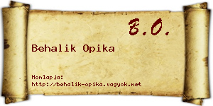 Behalik Opika névjegykártya